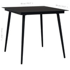 Set de comedor de jardín 3 pzas cuerda de algodón y acero negro