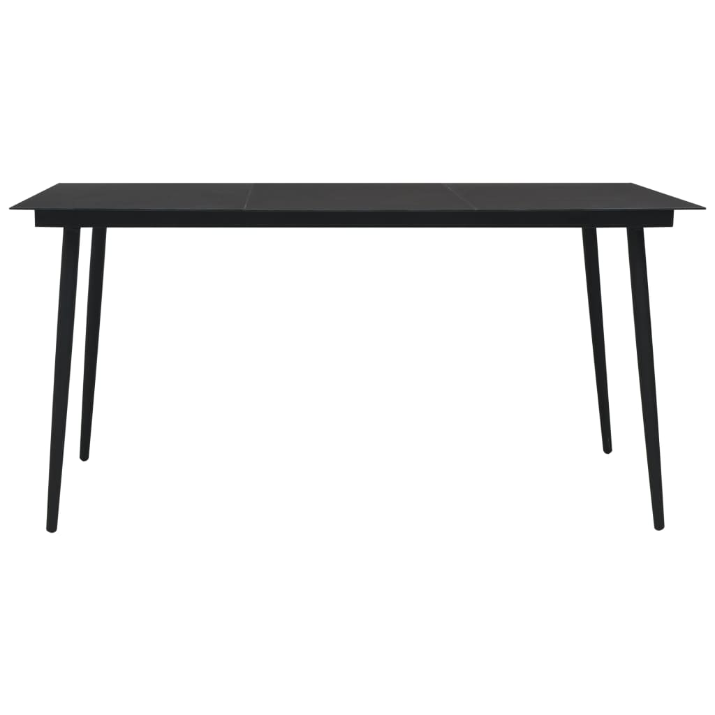 Set de comedor de jardín 7 pzas cuerda de algodón y acero negro