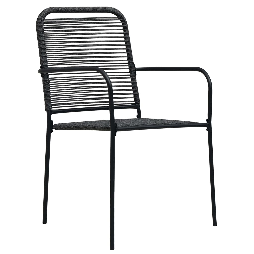 Set de comedor de jardín 7 pzas cuerda de algodón y acero negro