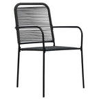 Set de comedor de jardín 7 pzas cuerda de algodón y acero negro