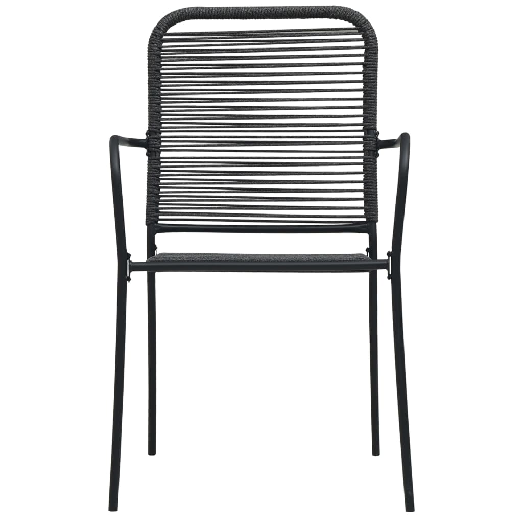 Set de comedor de jardín 7 pzas cuerda de algodón y acero negro