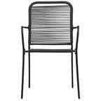 Set de comedor de jardín 7 pzas cuerda de algodón y acero negro
