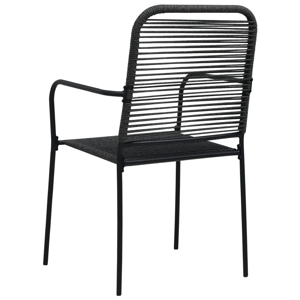 Set de comedor de jardín 7 pzas cuerda de algodón y acero negro