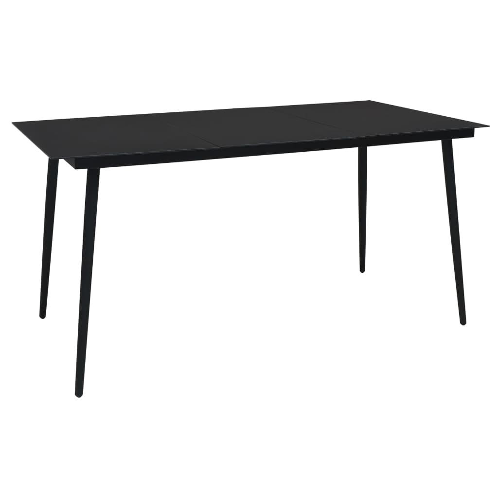 Set de comedor de jardín 9 pzas cuerda de algodón y acero negro