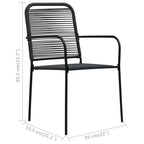Set de comedor de jardín 9 pzas cuerda de algodón y acero negro