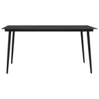 Set de comedor de jardín 9 pzas cuerda de algodón y acero negro