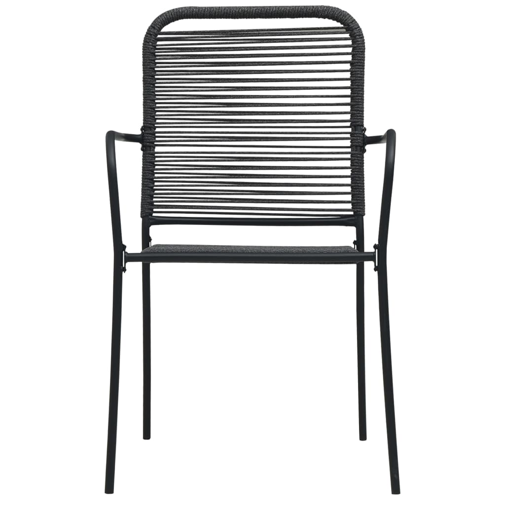 Set de comedor de jardín 9 pzas cuerda de algodón y acero negro