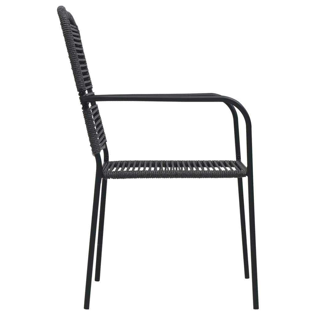 Set de comedor de jardín 9 pzas cuerda de algodón y acero negro