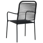Set de comedor de jardín 9 pzas cuerda de algodón y acero negro