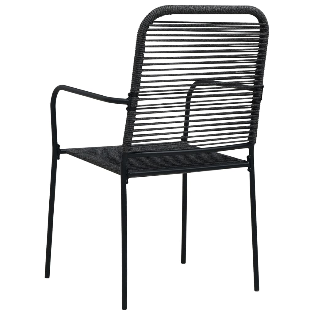 Set de comedor de jardín 9 pzas cuerda de algodón y acero negro