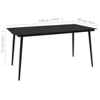 Set de comedor de jardín 9 pzas cuerda de algodón y acero negro
