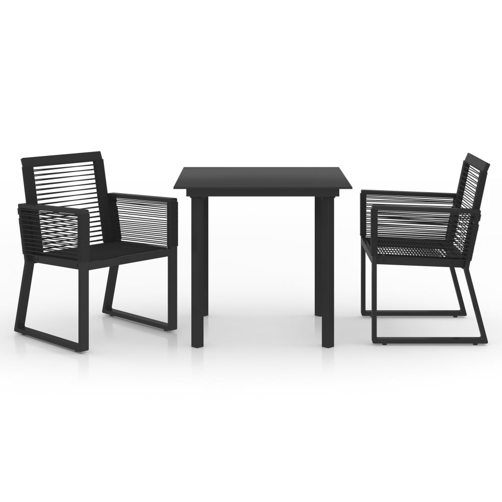 Juego de comedor de jardín 3 piezas ratán PVC negro