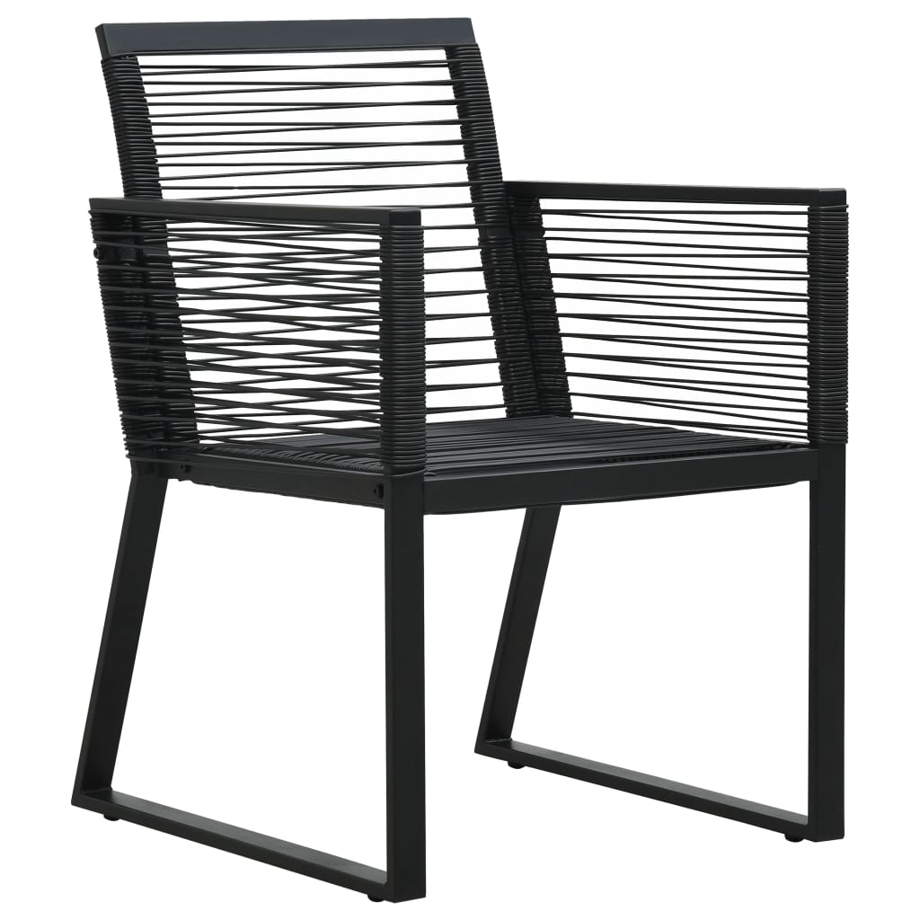 Juego de comedor de jardín 3 piezas ratán PVC negro