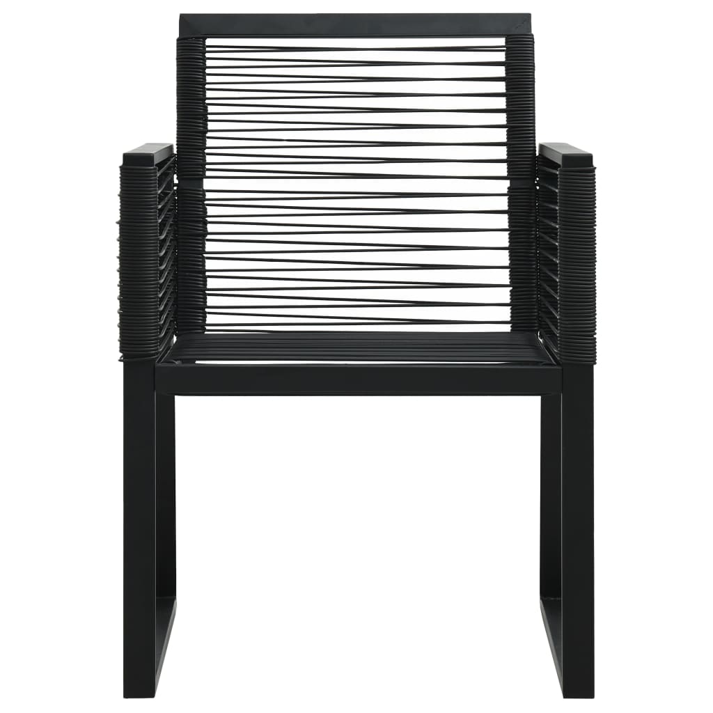 Juego de comedor de jardín 3 piezas ratán PVC negro
