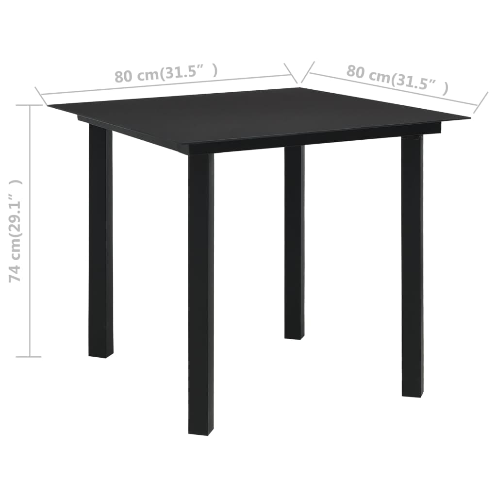 Juego de comedor de jardín 3 piezas ratán PVC negro