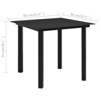 Juego de comedor de jardín 3 piezas ratán PVC negro