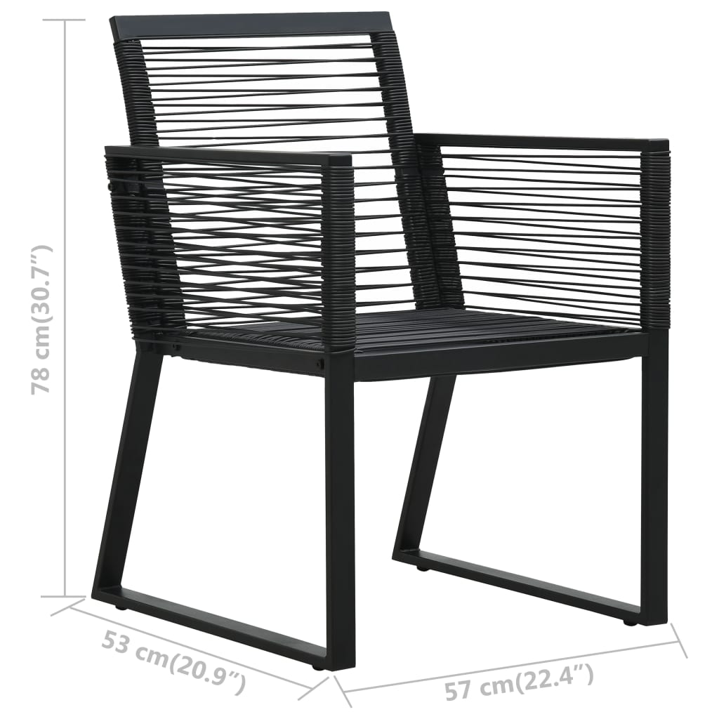 Juego de comedor de jardín 3 piezas ratán PVC negro