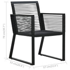 Juego de comedor de jardín 3 piezas ratán PVC negro
