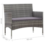 Set muebles de jardín 2 piezas con cojín ratán sintético gris