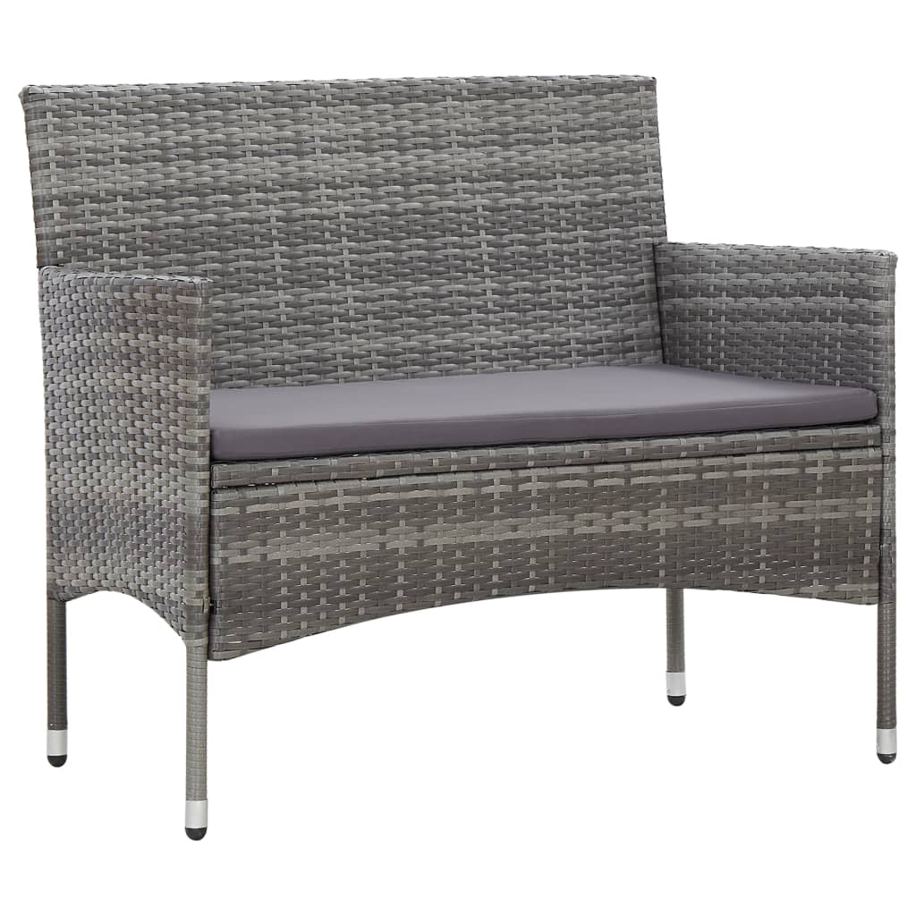 Set muebles de jardín 2 piezas con cojín ratán sintético gris