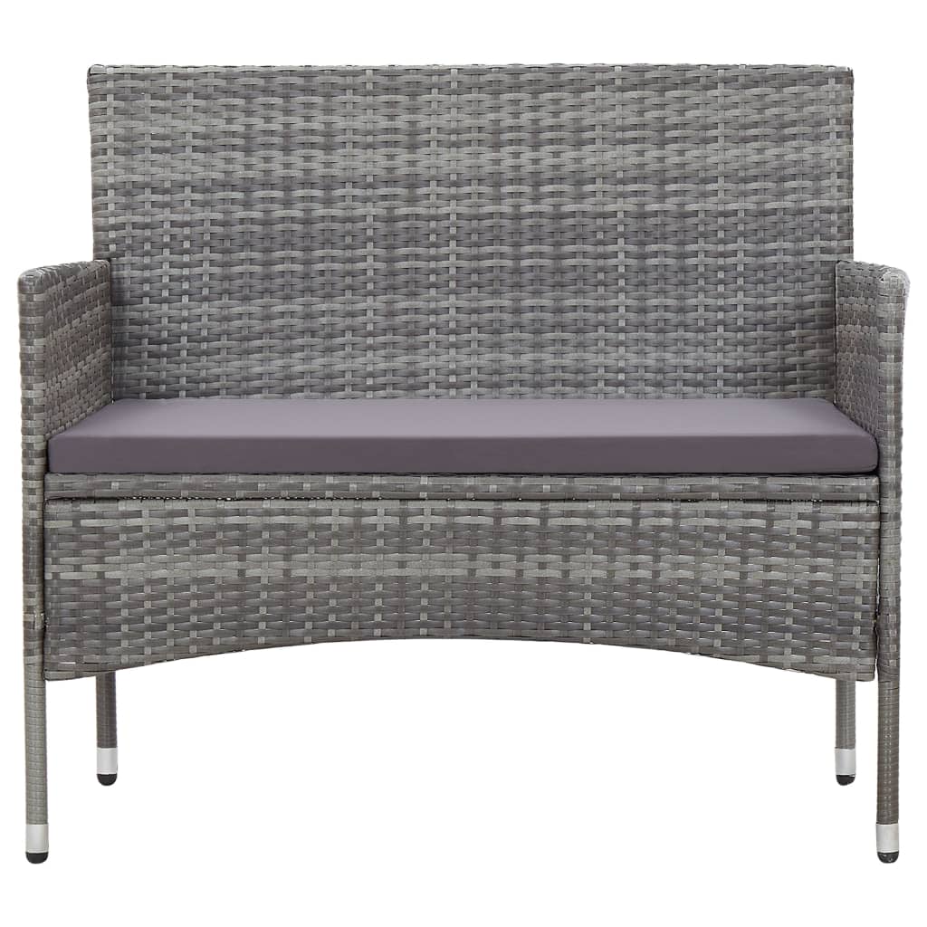Set muebles de jardín 2 piezas con cojín ratán sintético gris