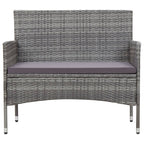 Set muebles de jardín 2 piezas con cojín ratán sintético gris