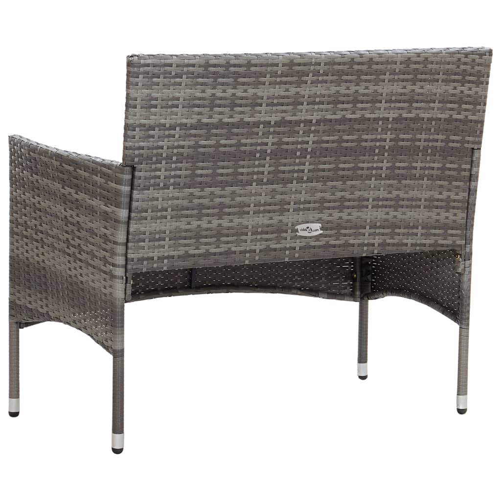 Set muebles de jardín 2 piezas con cojín ratán sintético gris