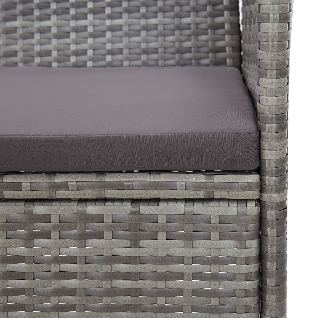 Set muebles de jardín 2 piezas con cojín ratán sintético gris