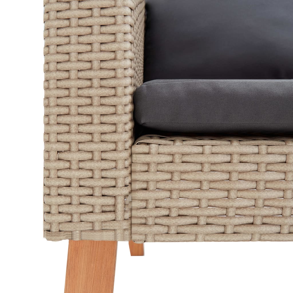 Set de muebles de jardín 2 pzas y cojines ratán sintético beige