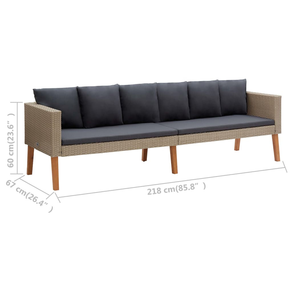Set de muebles de jardín 2 pzas y cojines ratán sintético beige