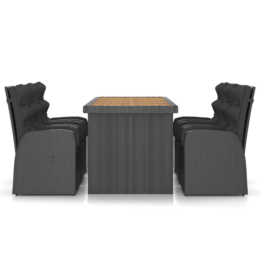 Juego de comedor de jardín 7 piezas ratán sintético negro