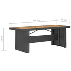 Juego de comedor de jardín 7 piezas ratán sintético negro