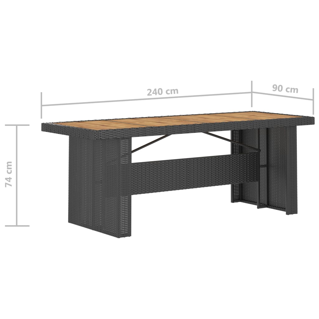 Juego de comedor de jardín 7 piezas ratán sintético negro