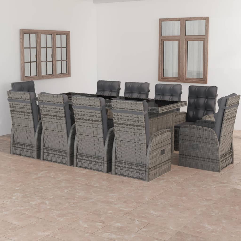 Conjunto de jantar de jardim 7 peças vime sintético preto