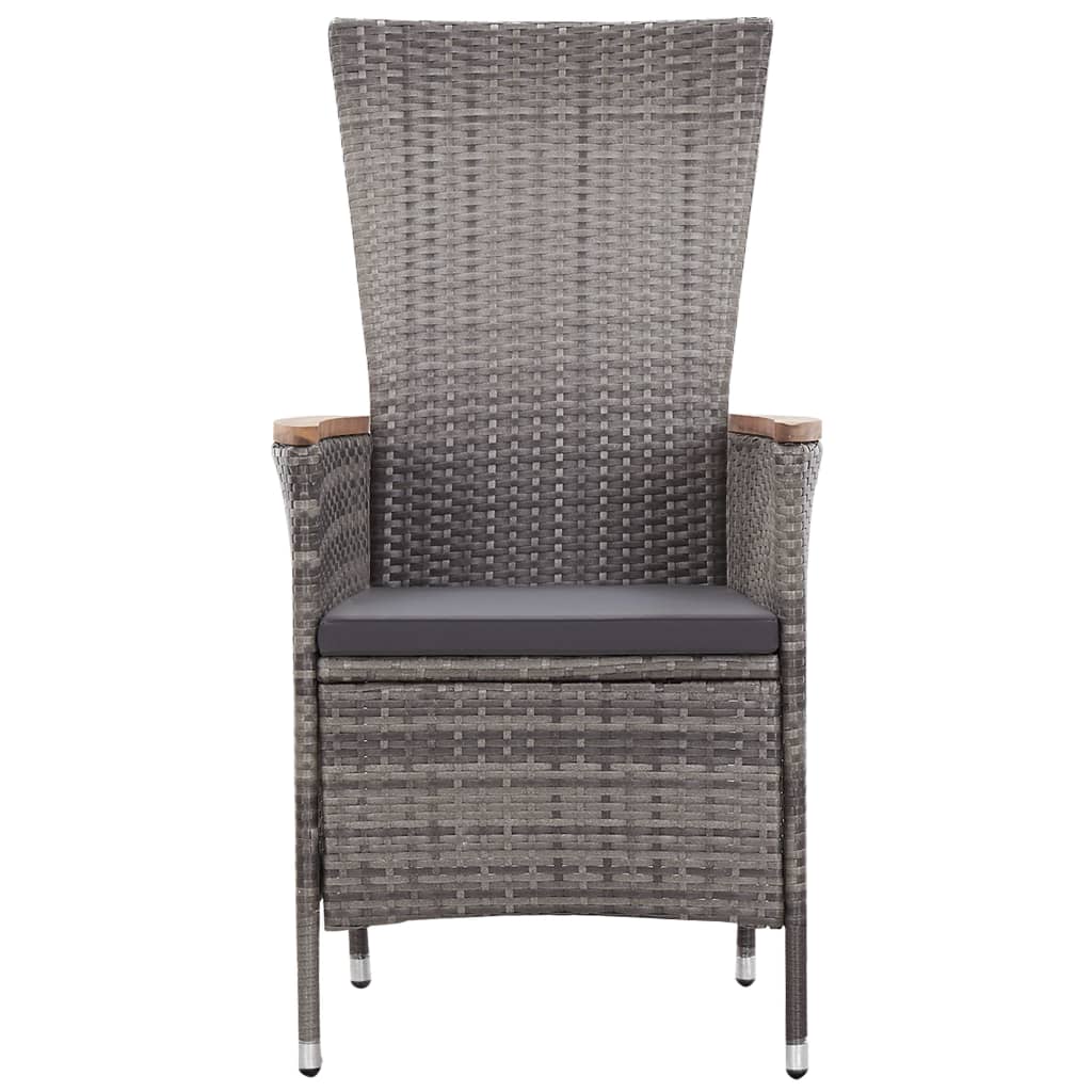 Set de muebles de jardín 3 pzas y cojines ratán sintético gris