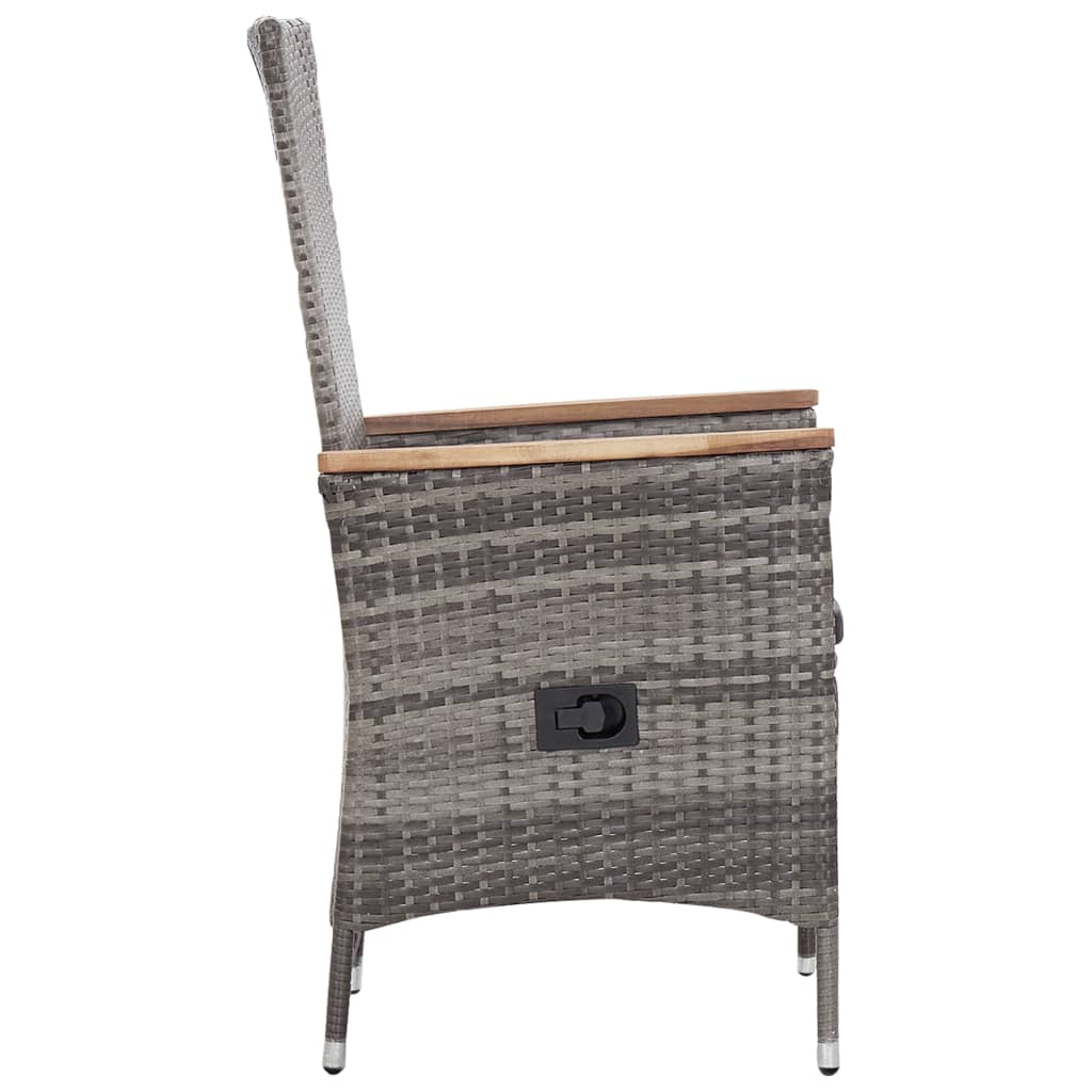 Set de muebles de jardín 3 pzas y cojines ratán sintético gris
