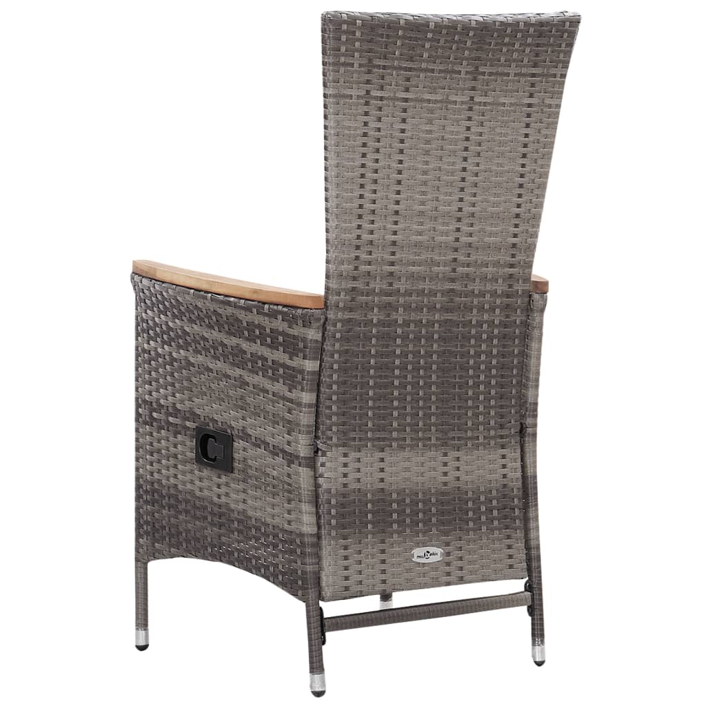 Set de muebles de jardín 3 pzas y cojines ratán sintético gris