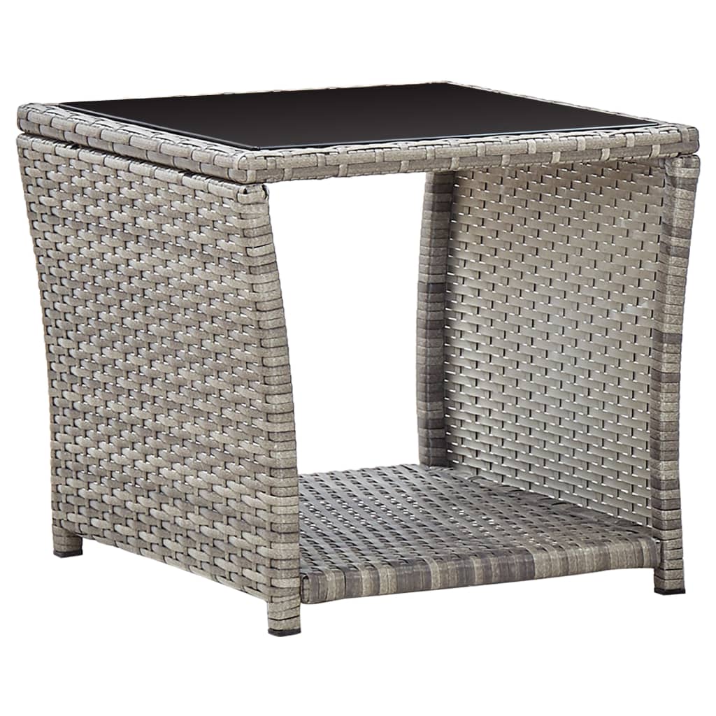 Set de muebles de jardín 3 pzas y cojines ratán sintético gris