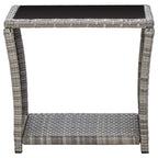 Set de muebles de jardín 3 pzas y cojines ratán sintético gris