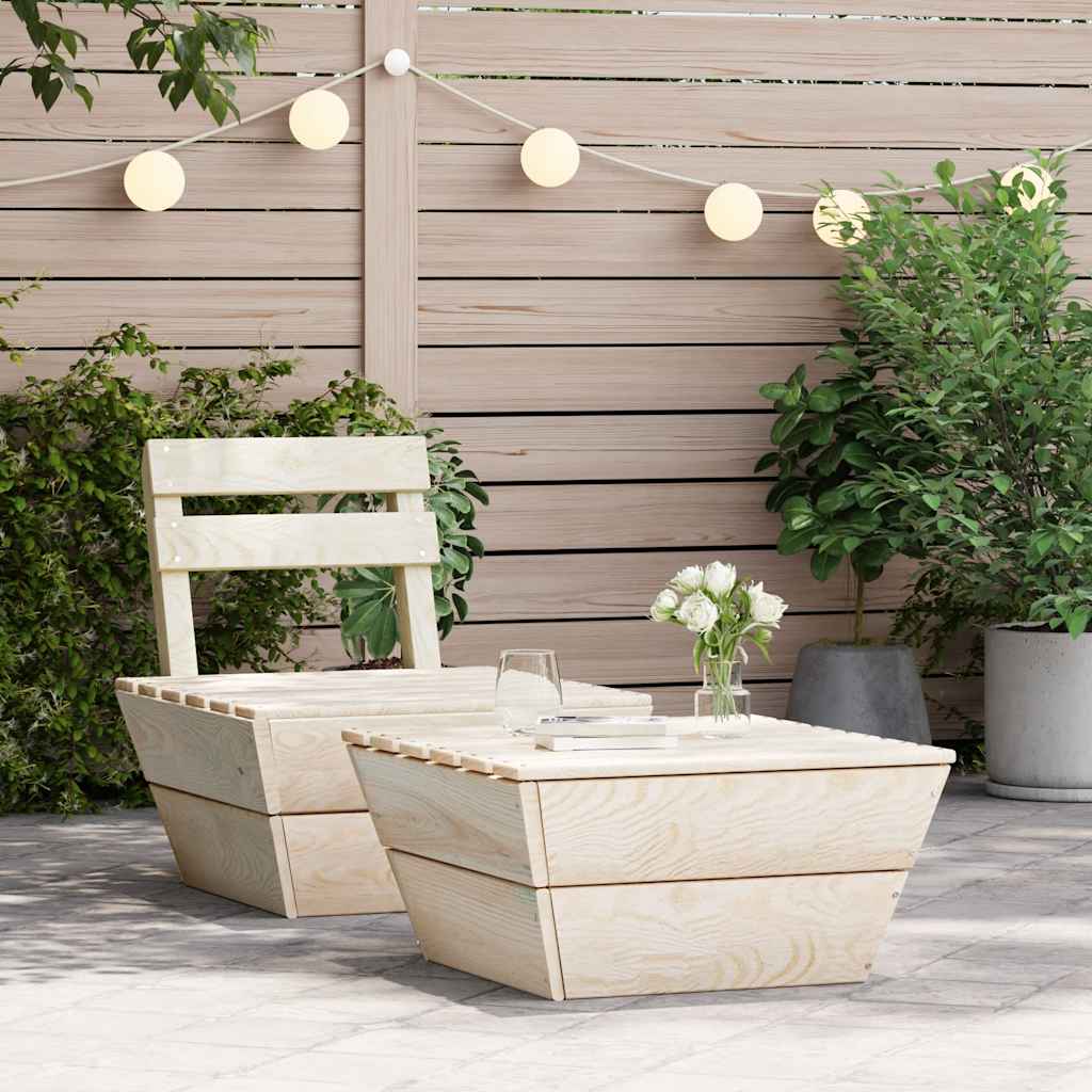 Juego de muebles de jardín 2 piezas madera de abeto impregnada