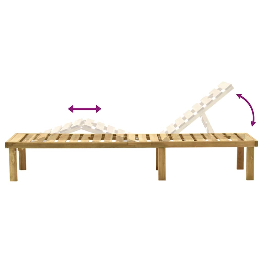 Tumbona de jardín con mesa de madera de pino impregnada