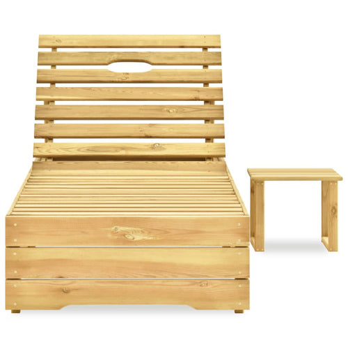 Espreguiçadeira com mesa de pinho impregnado verde
