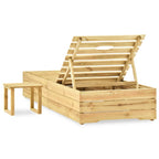 Tumbona con mesa de madera de pino impregnada verde
