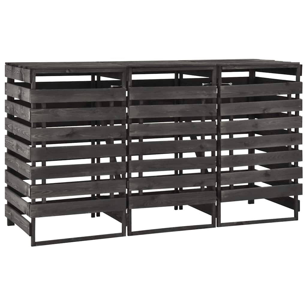 Cobertizo triple cubos basura madera pino pintada 210x75x121cm