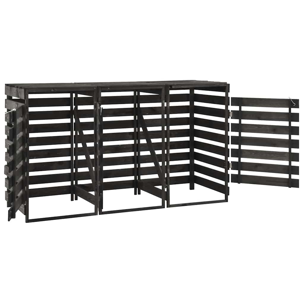 Cobertizo triple cubos basura madera pino pintada 210x75x121cm
