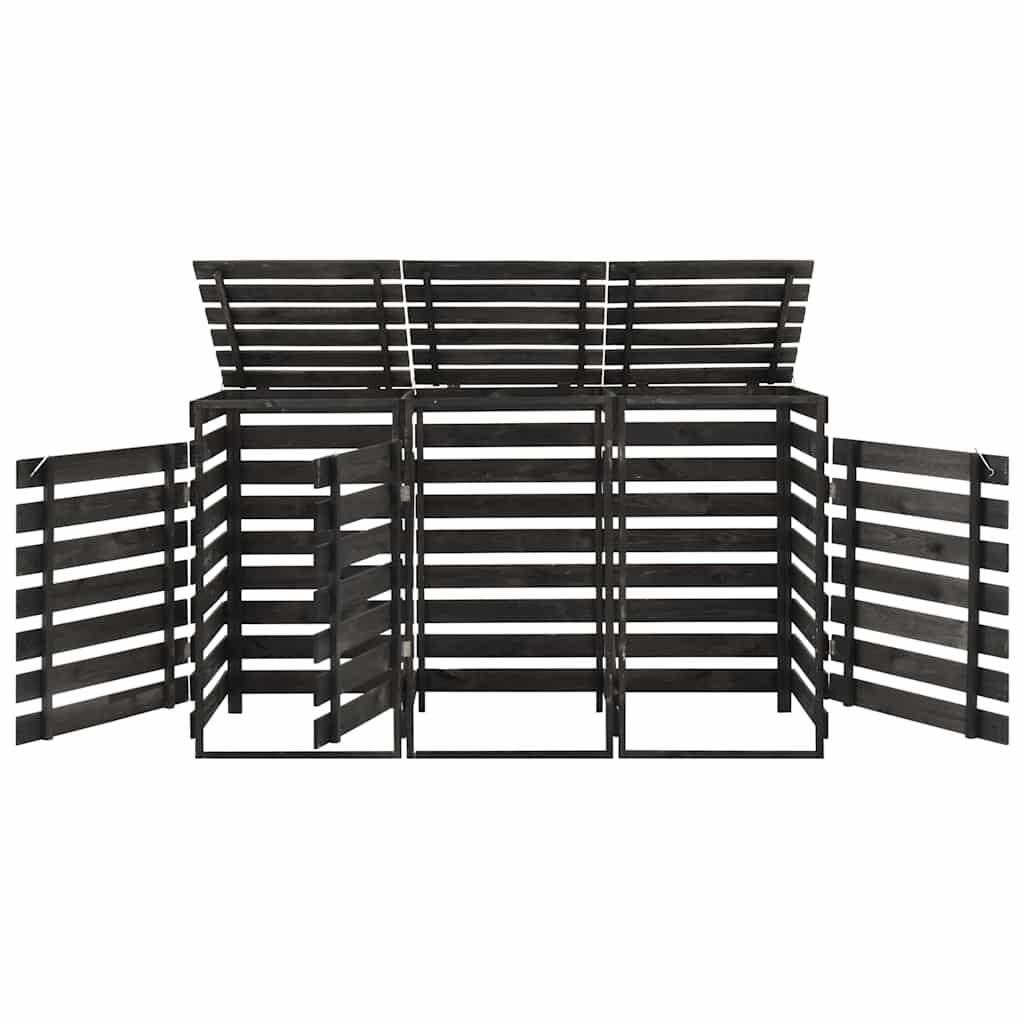 Cobertizo triple cubos basura madera pino pintada 210x75x121cm