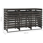 Cobertizo triple cubos basura madera pino pintada 210x75x121cm