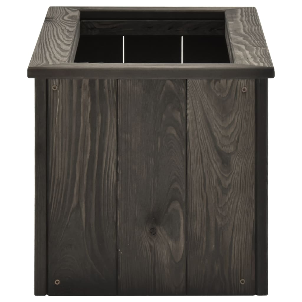 Arriate de madera maciza de pino gris oscuro 74x32x30 cm