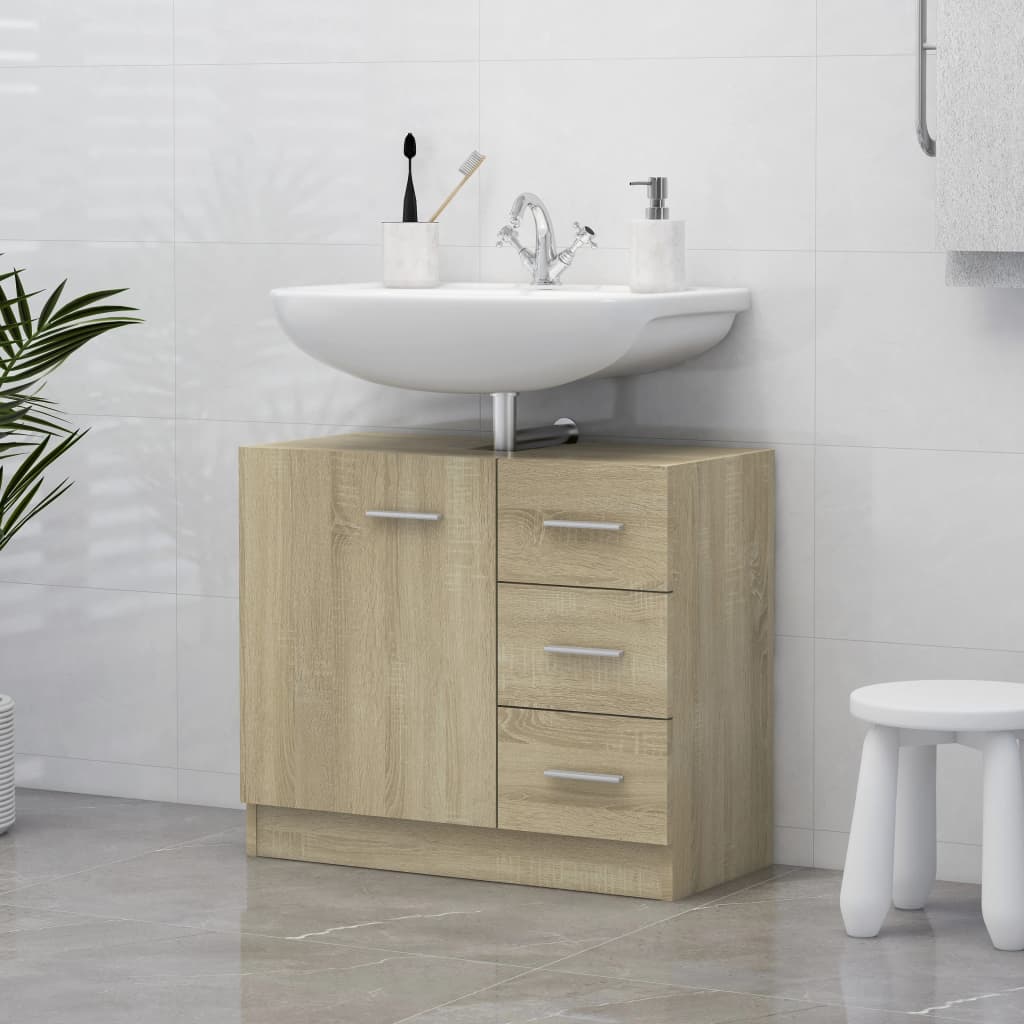 Armario lavabo madera contrachapada roble Sonoma 80x38,5x45cm