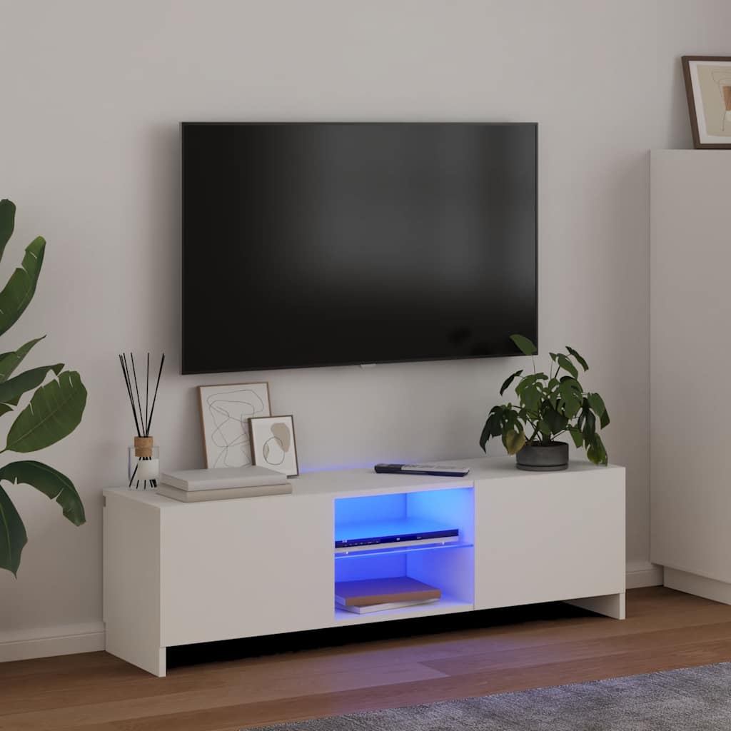 Móvel de TV com luzes LED cinzento betão 120x30x36 cm